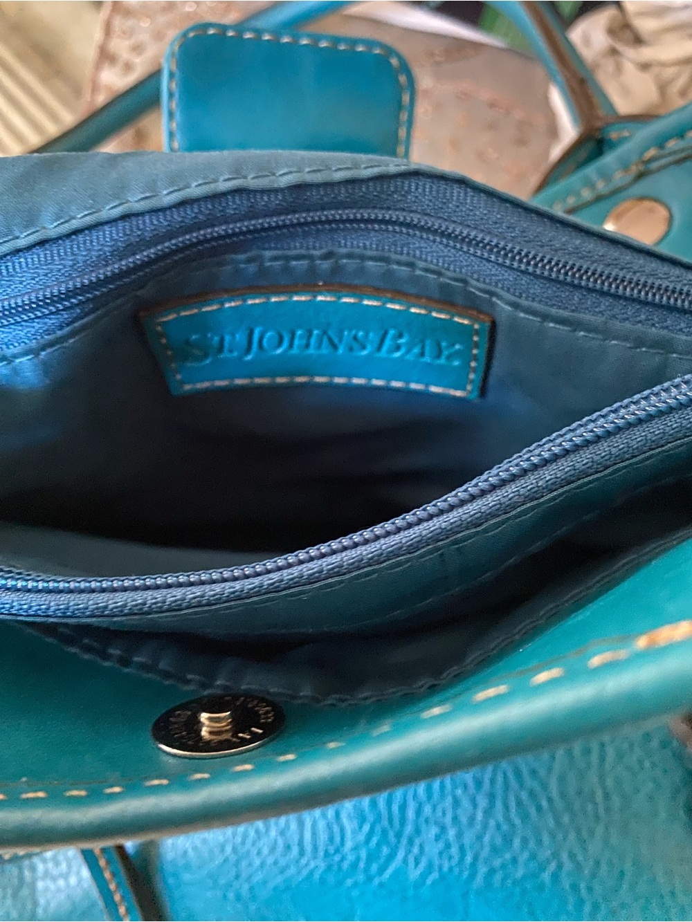 St. John's Bay Teal Double-Handle Shoulder Bag - Picture 3 of 5